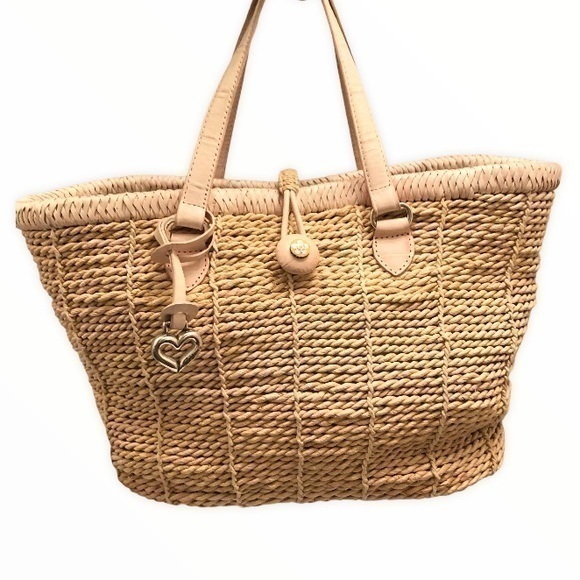 Brighton Wicker And Pink Tote Bag